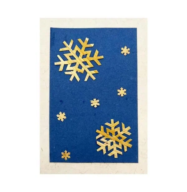 Carte «Flocons» en papier et en paille est faite main et est issue du commerce équitable.