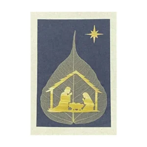 Carte «Nativité» en papier et en paille est faite main et est issue du commerce équitable.